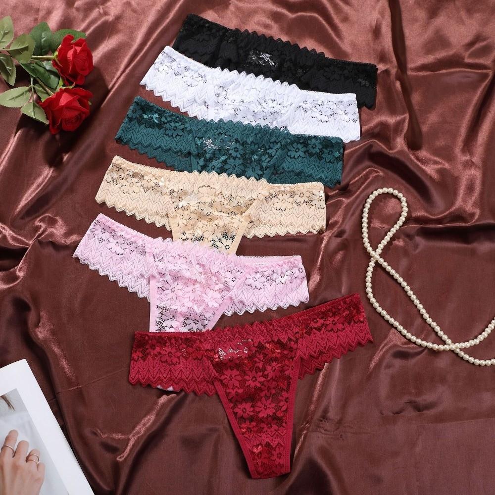 Underpants Sheer Mesh Lace Briefs Sheer Lace T-Back Panties Lace Flower Women Thong Ladies