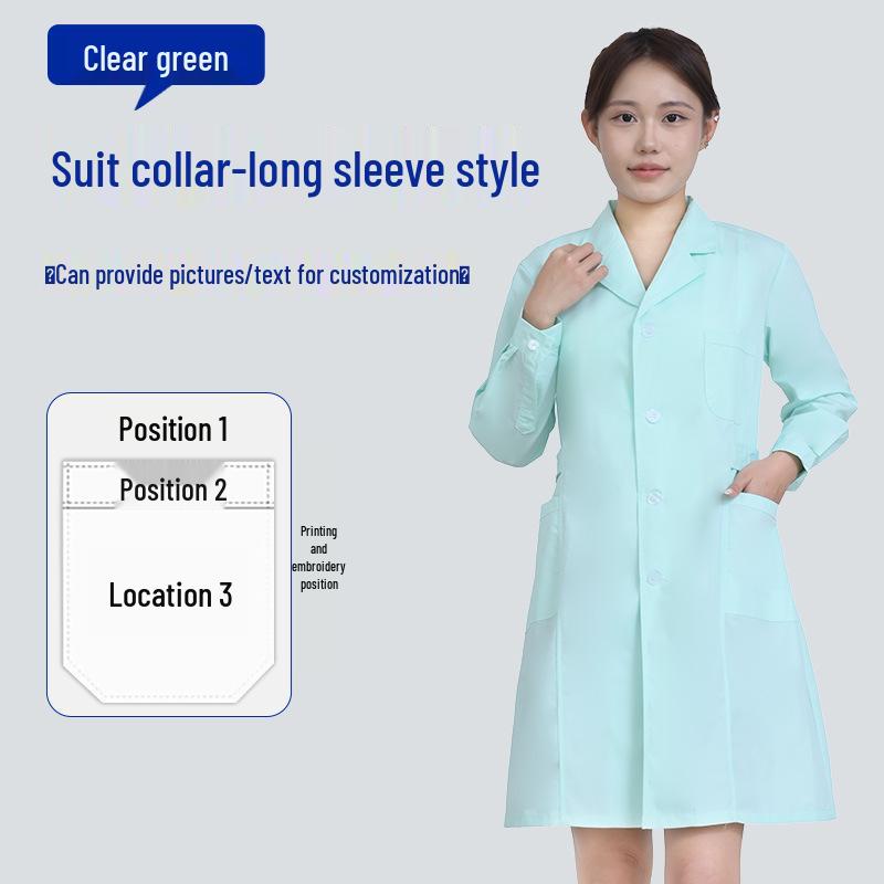 Unisex Saint Snowland Peter Pan Collar Doctor's White Coat - Long Sleeve for Dental & Hospital Professionals