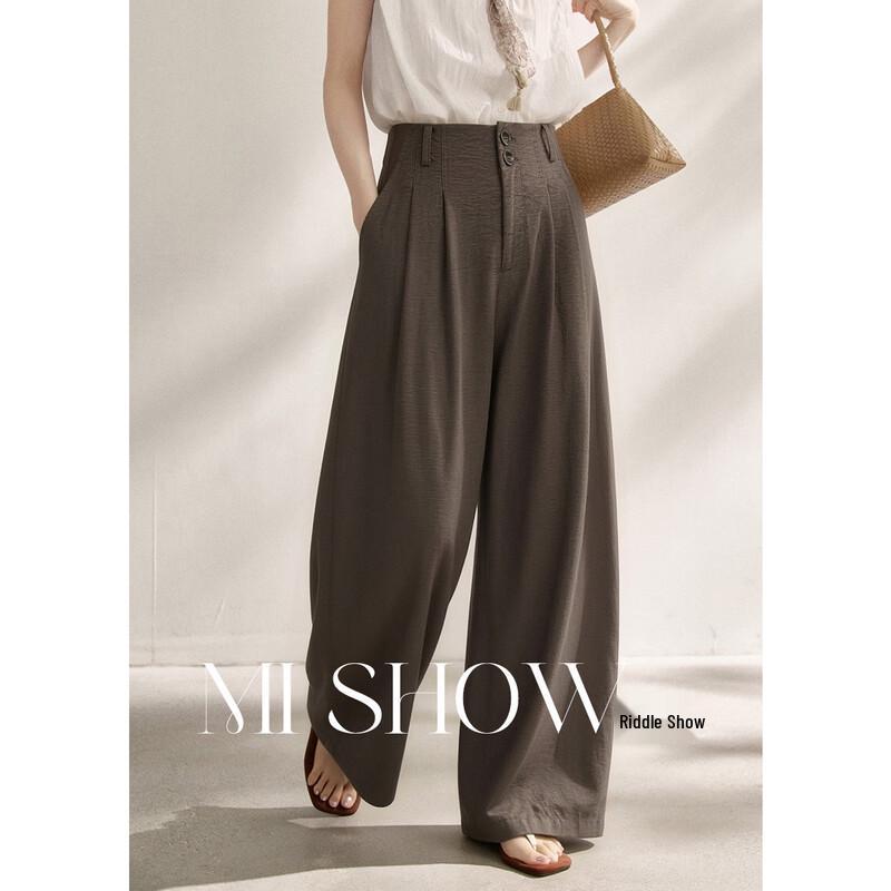 Women s Old Money Style High-Waist Pleated Wide-Leg Pants L