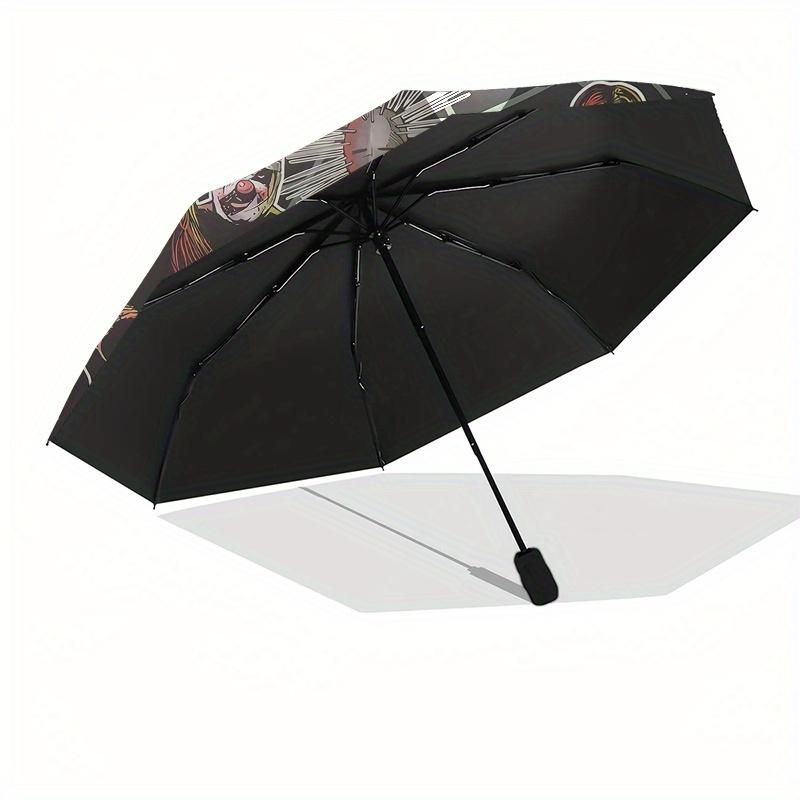 Slipknot, Heavy Metal Automatic Folding Umbrella  Simple Eight Rib Design, Bright Color Pattern, Durable Iron Frame, Ideal for Travel and Ou