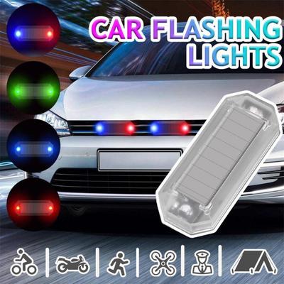 Mini Solar Power Car Warning Light LED Flashlight Car Motorcycles Alarm Lamp In-Night Caution Strobe Warning Light Running Lamp