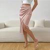 Women's Fashionable And Casual Design French Elegant Draped Satin Skirt