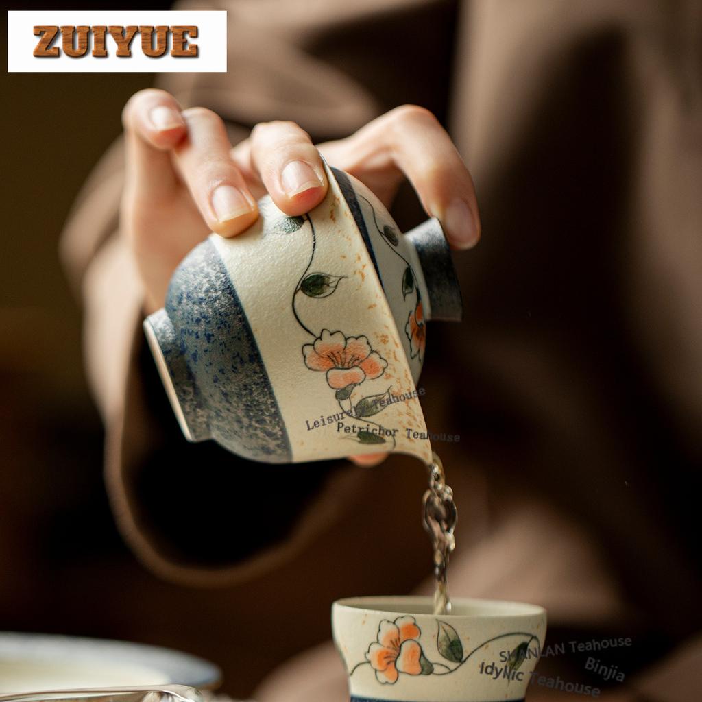 150ml Hand-painted Camellia Gaiwan Ancient Tea Tureen Tea Bowl With Lid Kit Tea Brewing Cover Bowl Teaset Accessories Ornaments