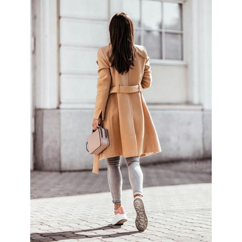 TIFICY Women's Fashion Casual Solid Color Print Fall Winter Long Sleeve POLO Neck Jackets & Coats
