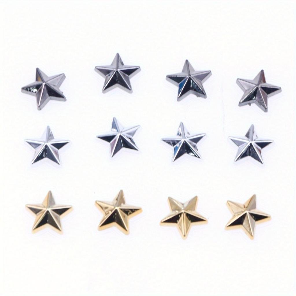 100 Acrylic Diamond Flat Bottom Gold and Silver Five-pointed Star DIY Production of Decorative Clothing Accessories Accessories