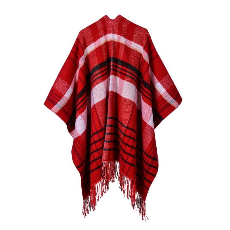 Women S Plaid Tassel Scarf Warm Dual Use Shawl European Fashion