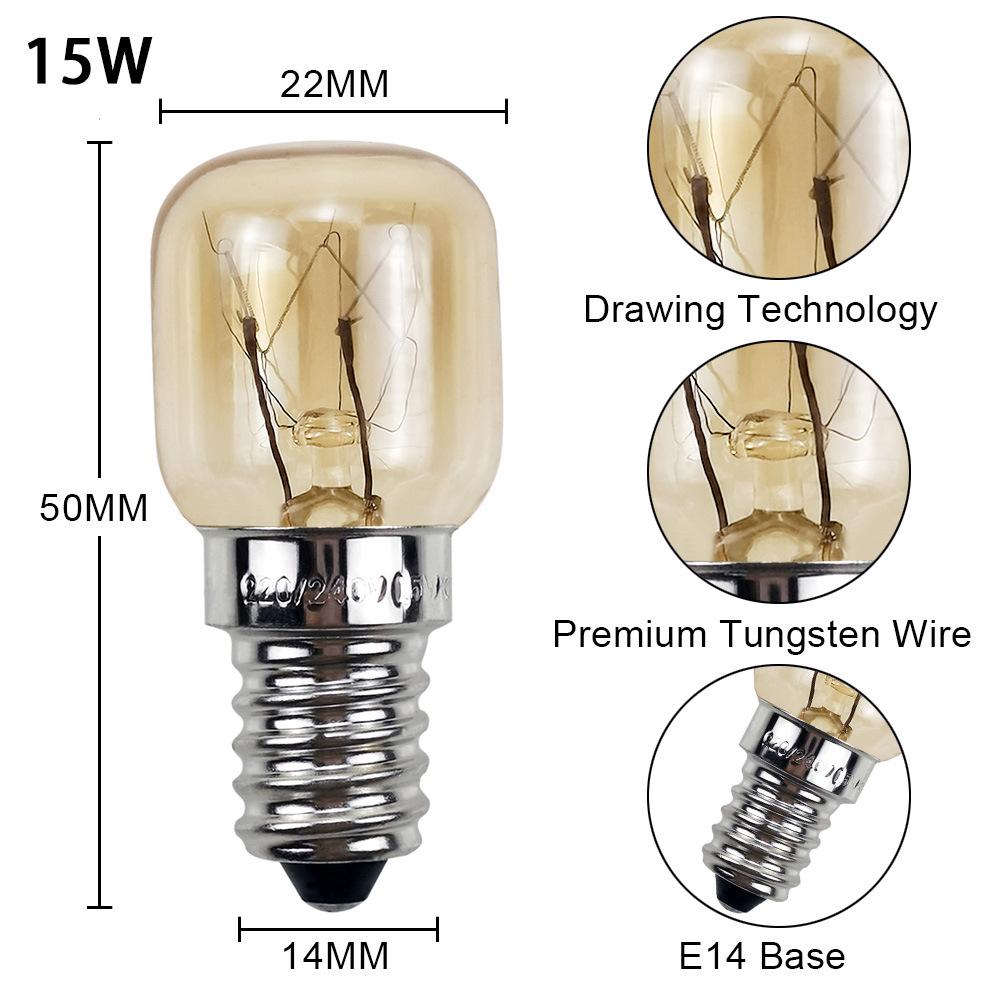 E14 High-Temperature Resistant Oven & Microwave Light Bulb, 15W/25W - Fits Himalayan Salt Lamps