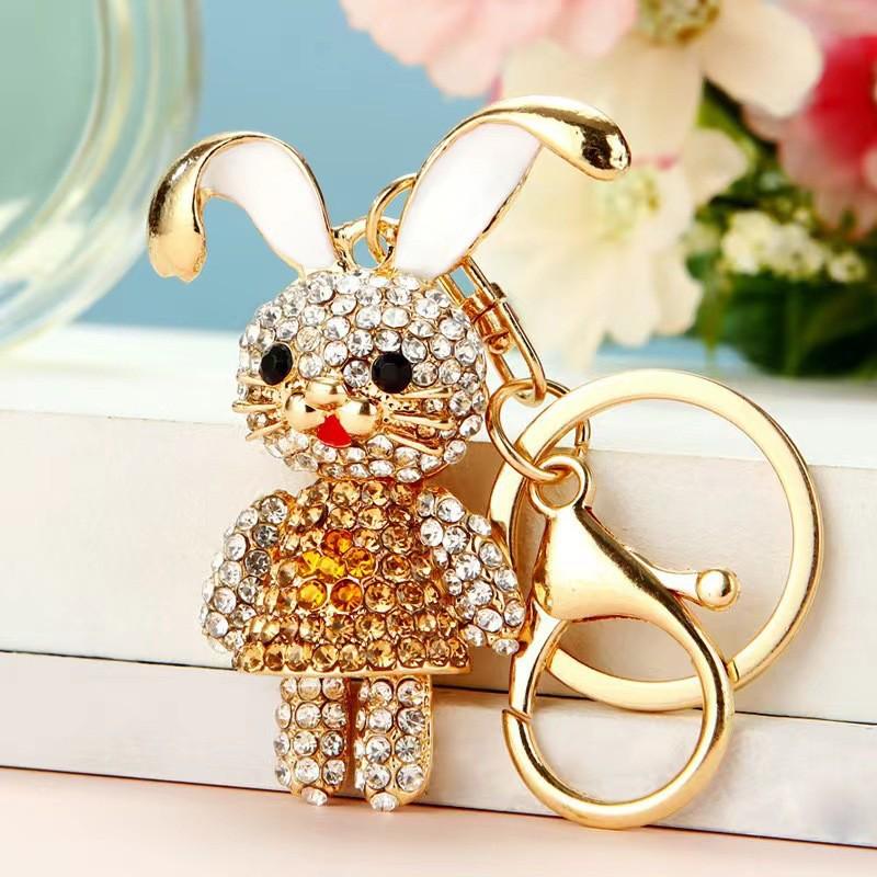 Colorful Rhinestone 3D Tiger Keychain and Metal Backpack Accessory
