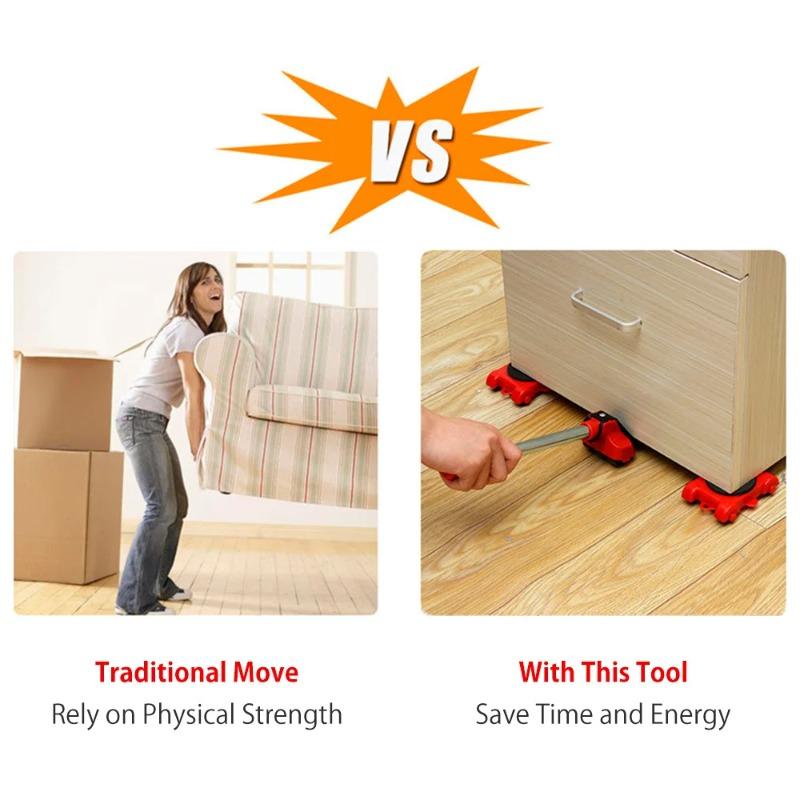 Furniture Mover Tool Set, Heavy Duty Moving Roller & Lifter with Wheels, Professional Moving Tools for Carpet & Hard Floors