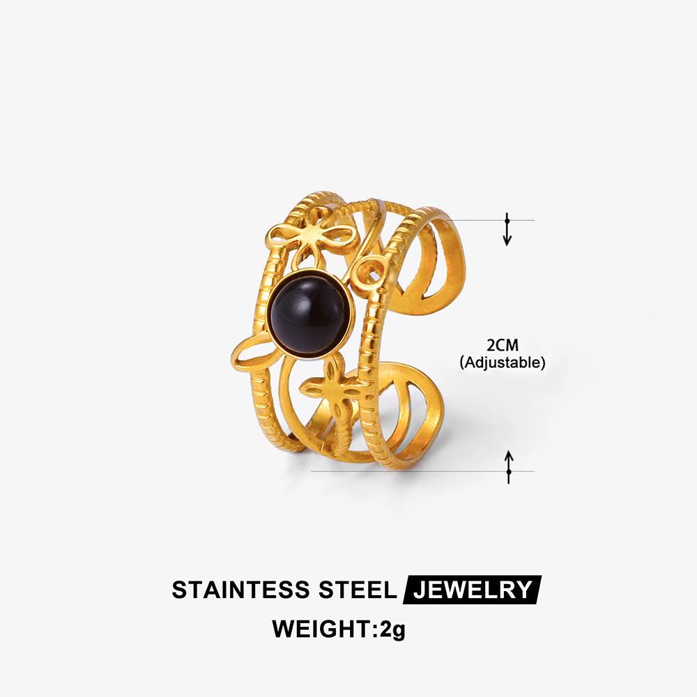 Middle East Titanium Steel Ring Female Turquoise Geometric Non-Fading Stainless Steel Ring