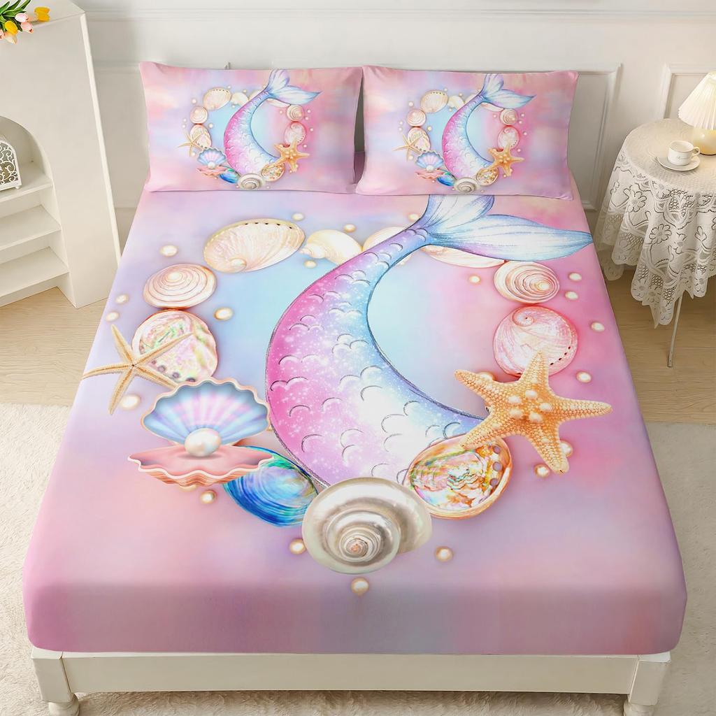 Undersea Creature Dolphin Pattern Mattress Three-Piece Digital Printing Bedding Set Adult Children