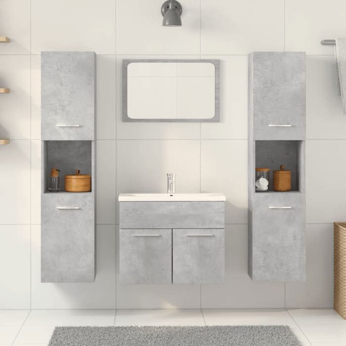VidaXL Bathroom Furniture Set 4 Pcs Concrete Grey, Bathroom Cabinet, Bathroom Cupboard, Furniture 3324886