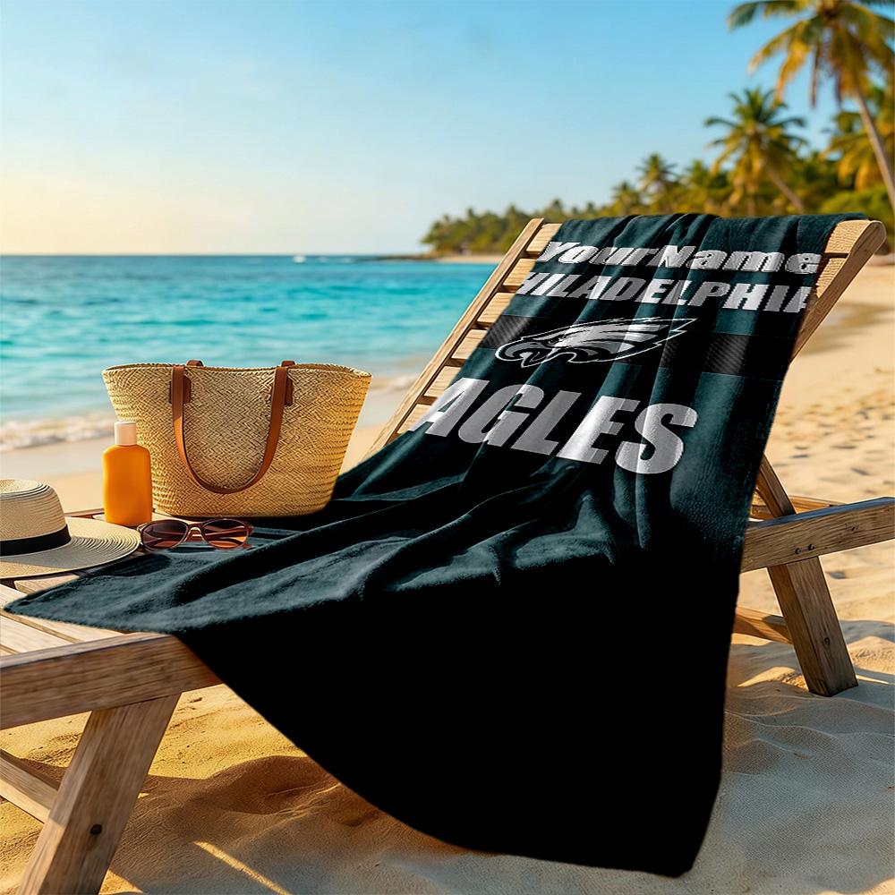 Philadelphia Eagles Personalized Name Beach Towel Soft Durable Quickdry Perfect For Traveling Yoga Camping And Swimming