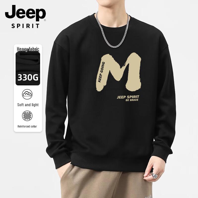 JEEP SPIRIT Men's Loose Fit Round Neck Letter Print Sweatshirt