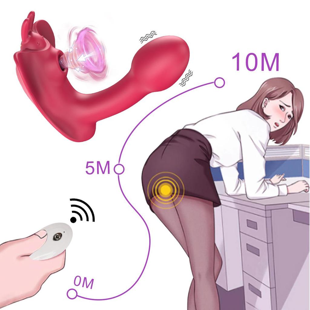 Pro ženy Přísavky Kalhotky Butterfly Vibrátor Klitoris Přísavný masážní přístroj Vaginální bod G Výkonný stimulátor vibrací Ženy Sexuální hračky