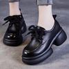 Thick-soled small leather shoes for women's spring 2025 new single shoes, thin British style, small height-increasing work shoes