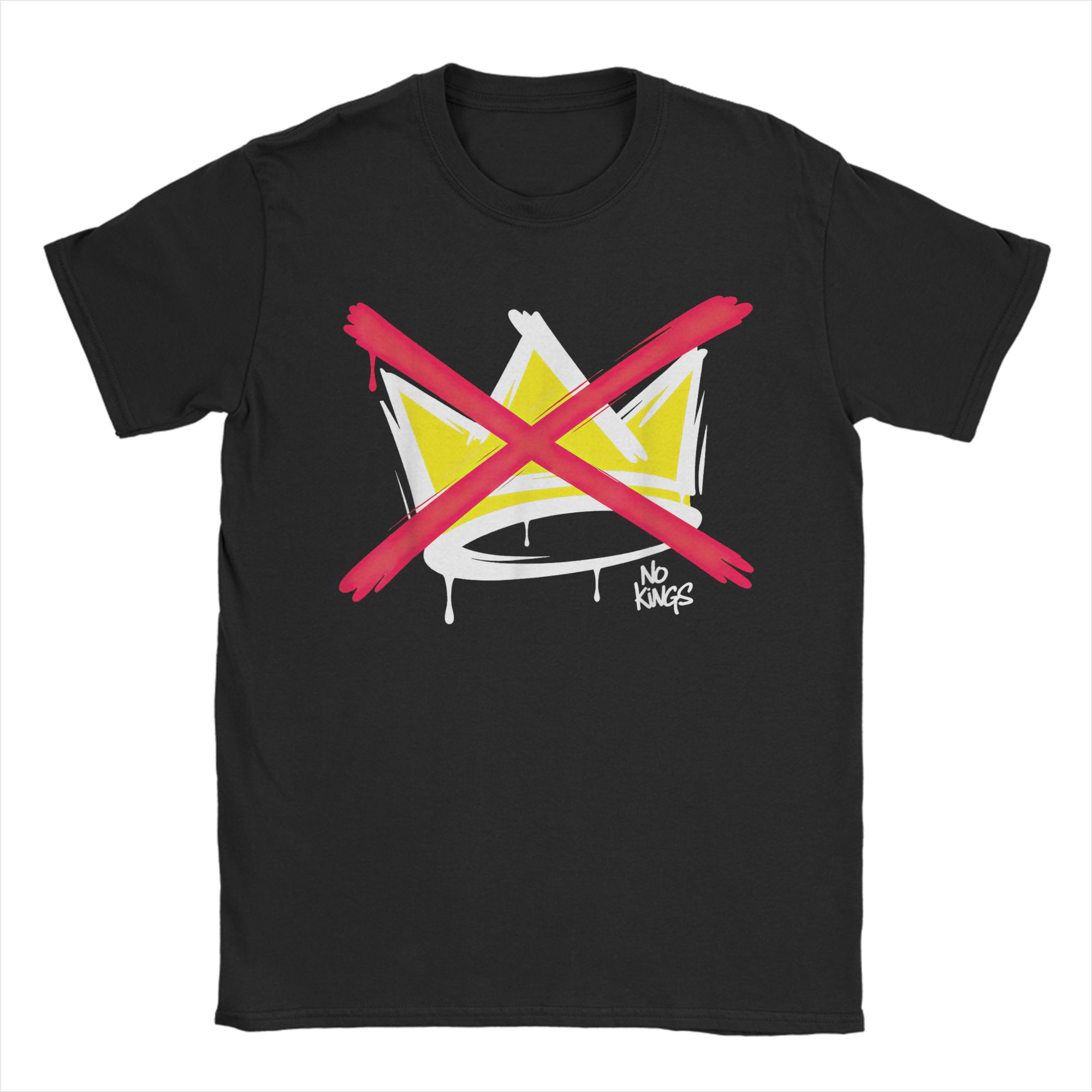 Crazy No Kings Protest Sign Vertical (2) T-Shirt for Men Crewneck Pure Cotton T Shirt  Short Sleeve Tees Plus Size Clothes S