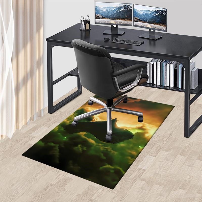 

Floating Island, Mystical Sky Pattern Polyester Office Carpet Chair Mats, Home Decor Dormitory Floor Protector with Anti-Skid Backing, Large 60cm by 90cm