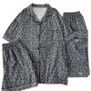 Schickes Pyjama-Set mit Leopardenmuster: Damen Kurzarm Sommer Dreiteilige Homewear