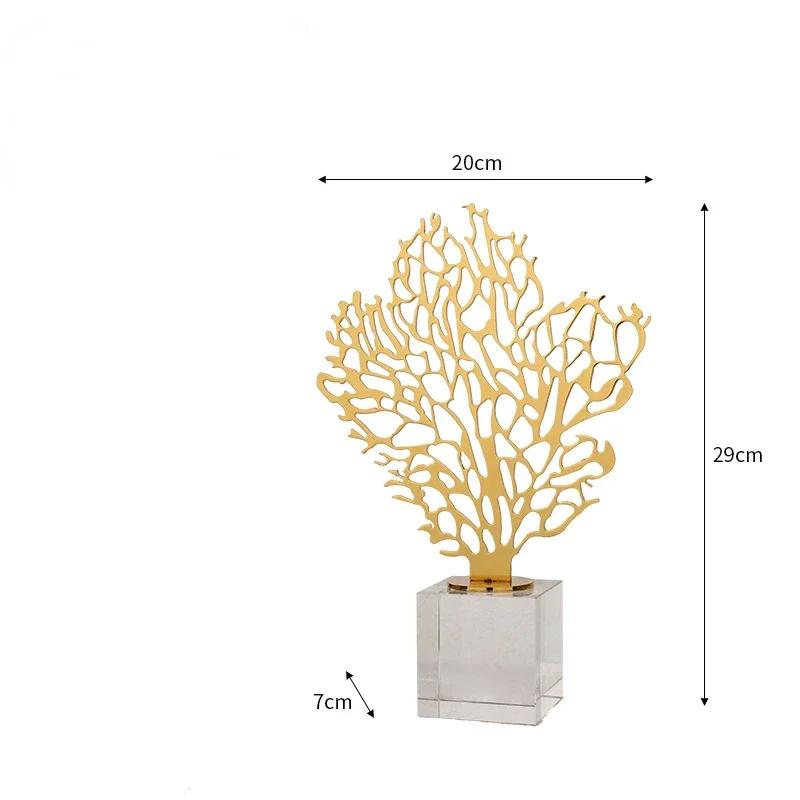 Ornamento Creativo in Vetro Albero Dorato Vuoto Albero Metallico Fortunato Statuette Decorative Corallo di Cristallo Statuetta Decorazione per la Casa Accessor