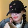 Korean Dopamine Bow Embroidery Baseball Cap Adjustable Washed Denim Snapback Hats For Women Girl  Cute  Top Sun Hat Female Caps