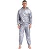 S-4XL Tuta da Sauna Sudorazione Uomo Manica Lunga Giacca con Cappuccio con Pantaloni a Vita Elastica PVC Allenamento Palestra Outfit