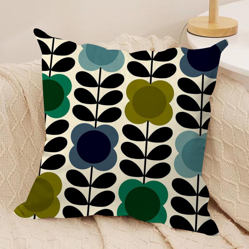 OOrla Kiely Flower Cushion Cover Silky Short Plush DoubleSided Printed Pillow Case for Sofa All Seasons Home Decor Gift