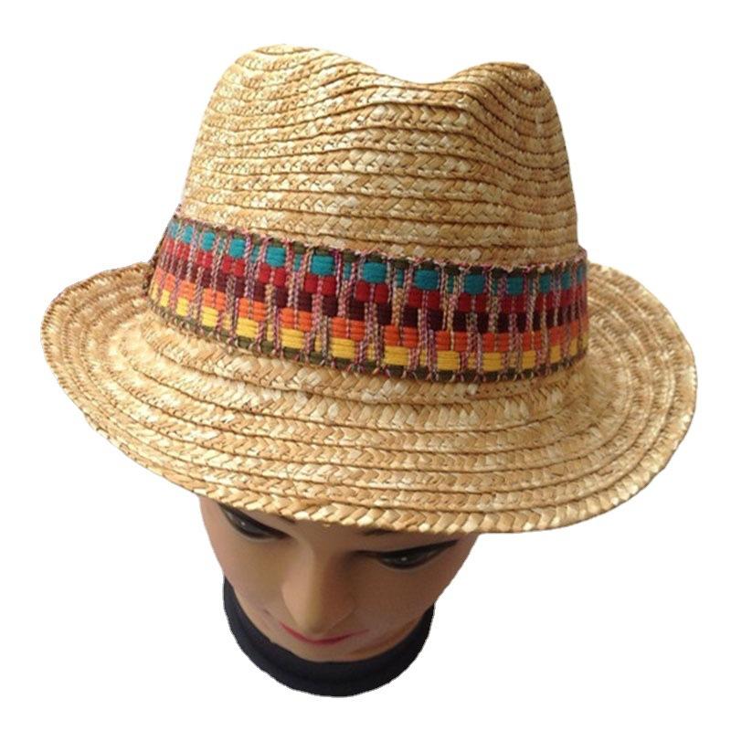 Korean Straw Top Hat, Papyrus Rainbow Top Hat, Men'S And Women'S Summer Straw Hat, Jazz Hat In Stock