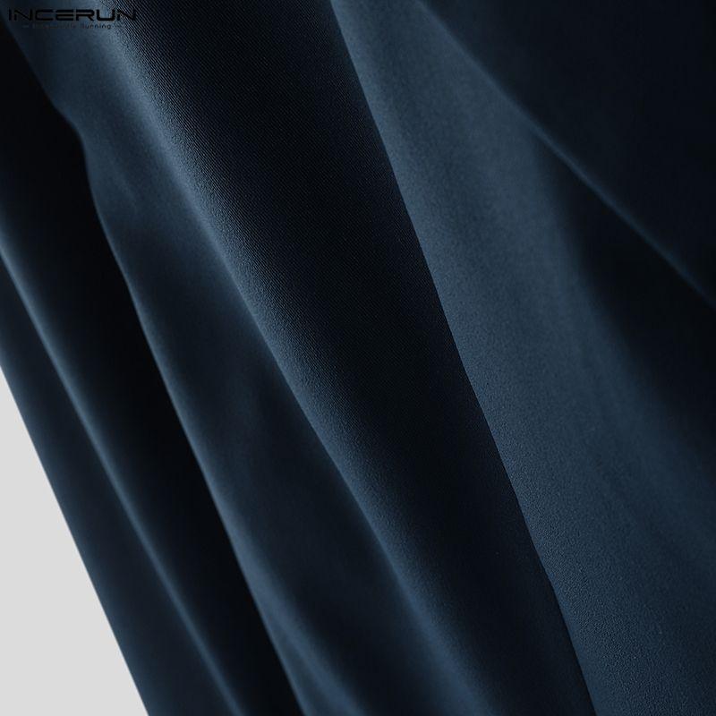 INCERUN Men Lapel Long Sleeve Front Cross Casual Loose Blazer Coats