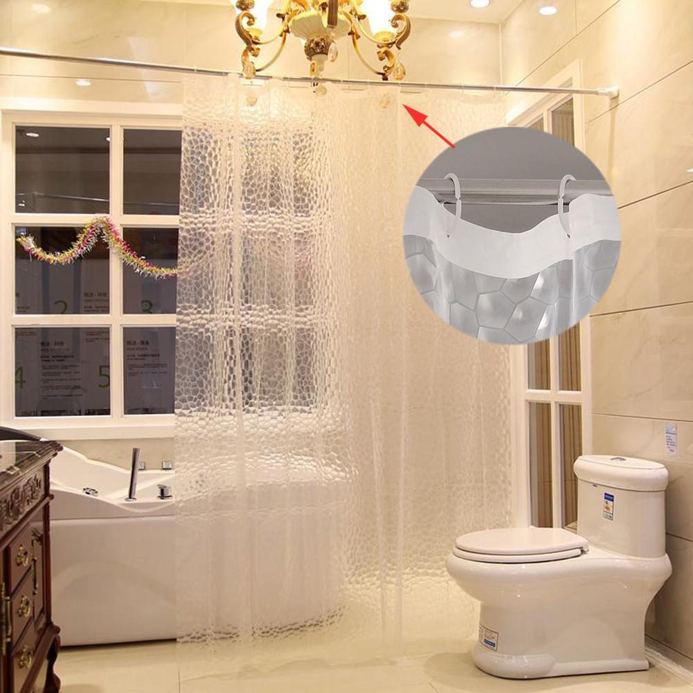 72 Inch Shower Curtain Transparent 3D Water Cube Design Bathroom Waterproof EVA
