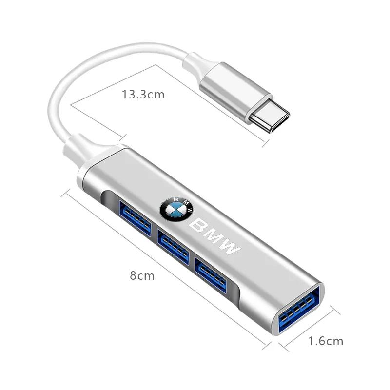 2025 For BMW New 4IN1 Type C To USB A 3.0 HUB High Speed Multi Ports Splitter Adapter For BMW Performance F25 F26 F15 F16 E90 E9
