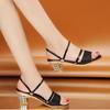 Fashion New Fashion Gold Women Shoes Slippers Sliver Summer High Heels Low Block Square Middle Heel Shoe Fashion Female Sandals