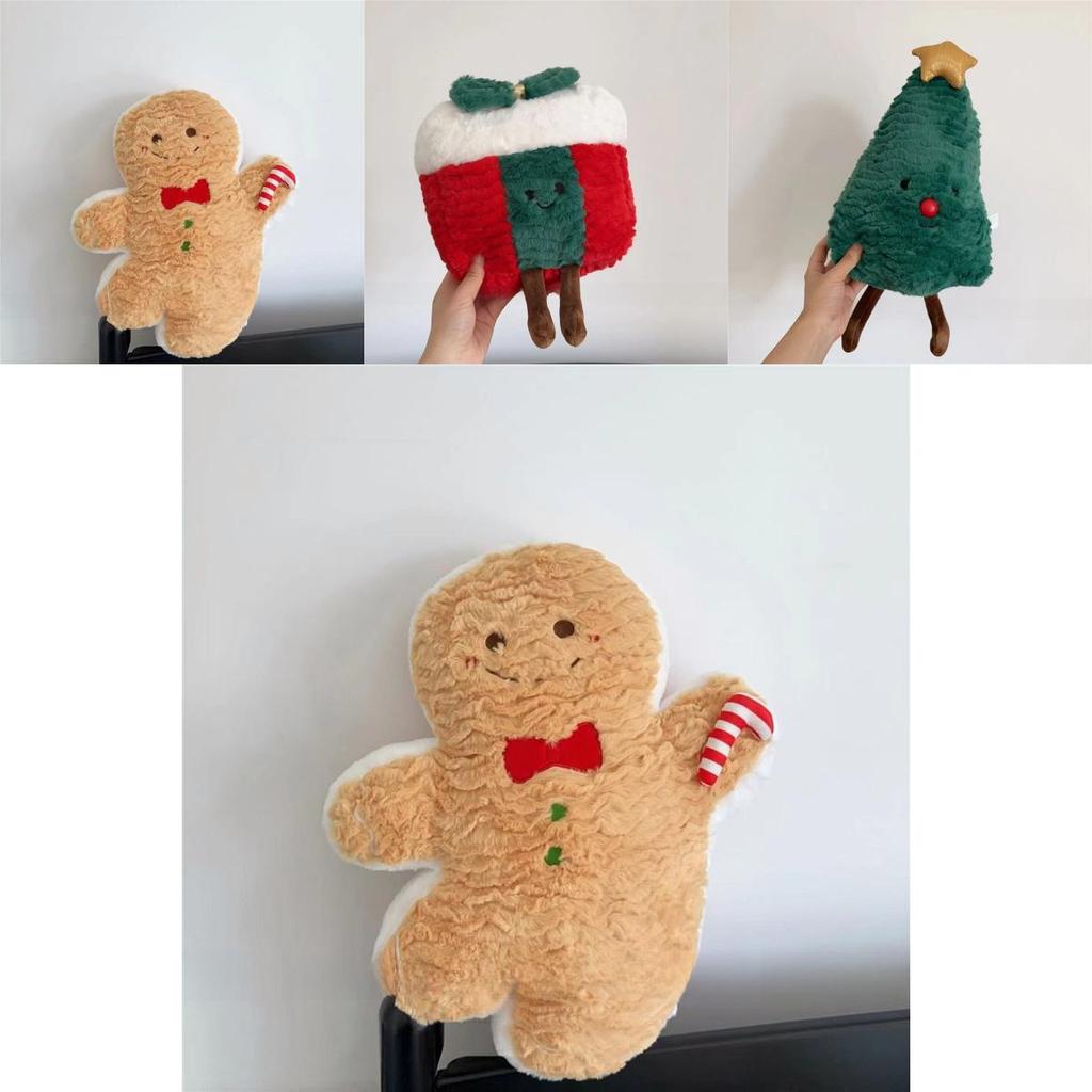 Christmas Plush Pillow With Cartoon Gingerbread Man Design For Holiday Decor And Gifts