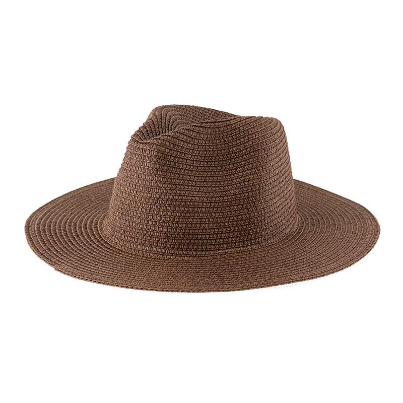 Women's Jazz Straw Hat with Wide Brim - European & American Style Panama Sunshade Fedora