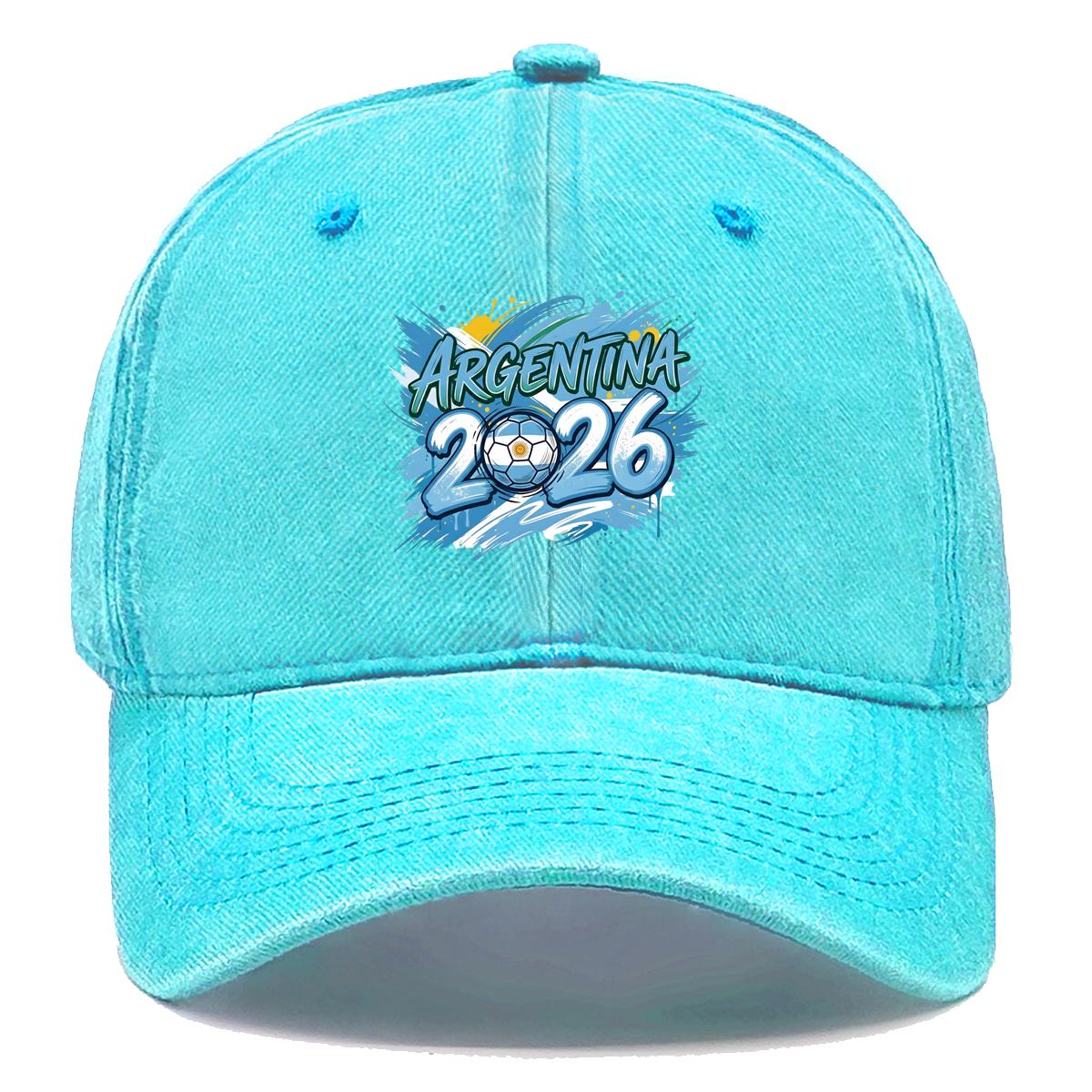 

Snapback Baseball Cap With 2026 Football Soccer ARGENTINA Flag Printed , Adjustable Baseball Cap Solid Color Stylish Unisex Distressed Man s Cap as the picture синій