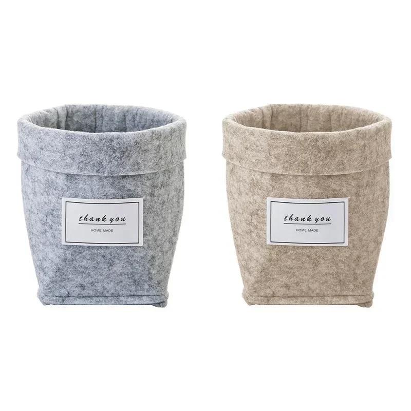 Jute Cotton Linen Storage Bag Flowerpot Desktop Basket Hanging Pocket Organizer Toy for Cosmetic Sundries Box Home Decor