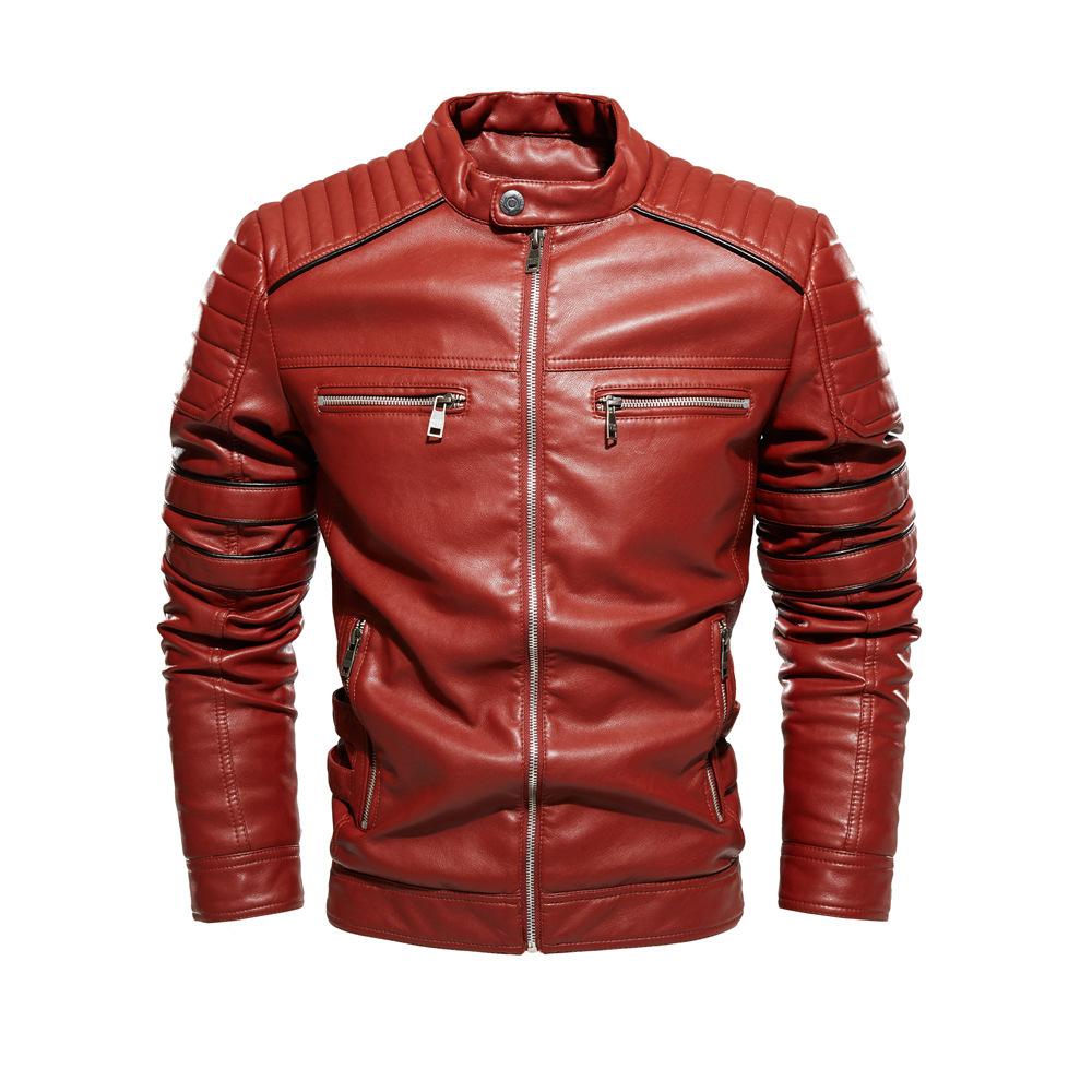 Veste en cuir pour homme, combinaison de moto et veste en cuir velours