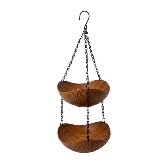 Yousheng Outdoor Bird Feeder, Garden Hanging Bird Feeder, 1 or 2 Bowls Backyard Bird Feeder for Wild Birds Patio Porch