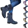 Botas Meias Elegantes Femininas Sapatos de Bico Botas com Salto Meia Altura Botas Western