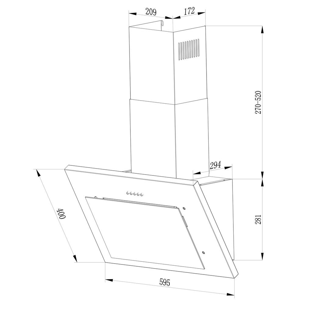 Okap kuchenny kominowy 60 cm Berdsen BT-215 czarny