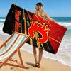 Name Custom Calgary Flames Print Beach Towel, Large Soft Quick Dry Towel for Beach Camping Swimming