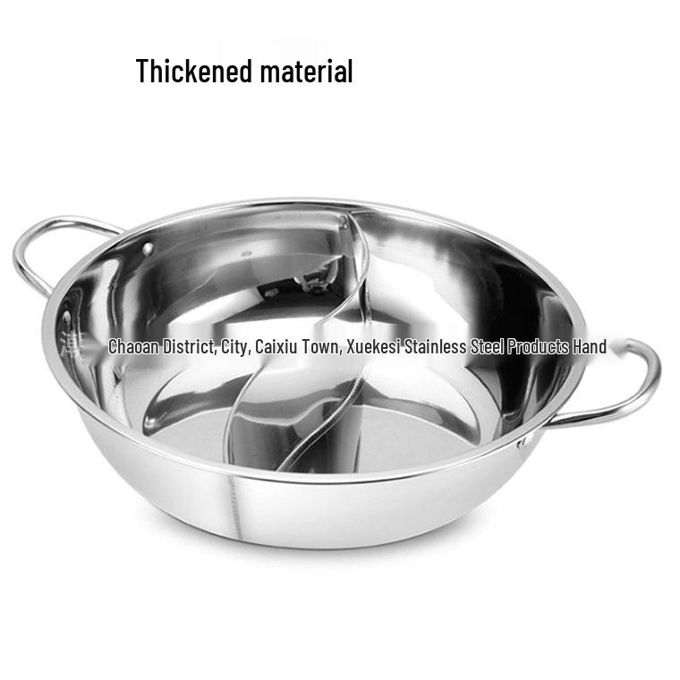 Stainless Steel Double-Flavor Hot Pot for Home and Restaurant - Induction Compatible Cookware Gift