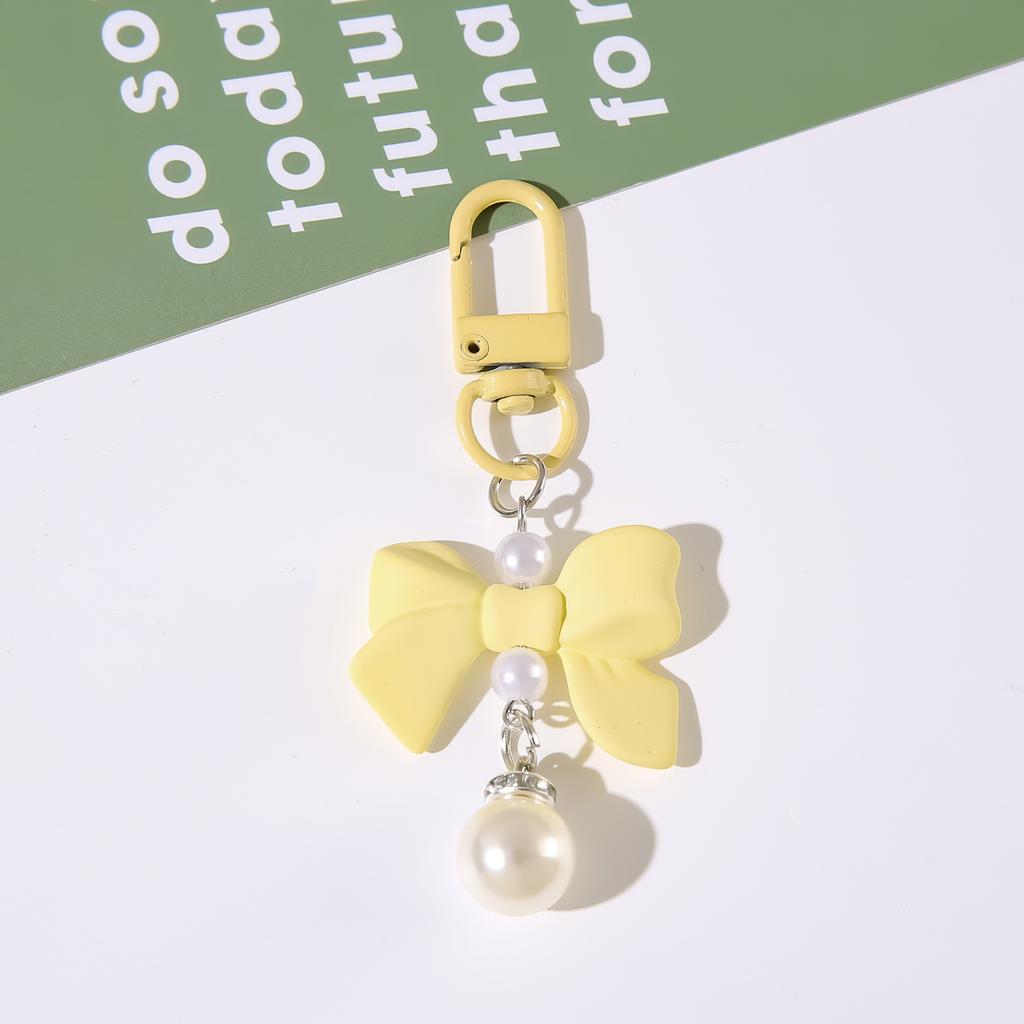 Bow-knot Textured Lacquer Resin Pendant Mobile Phone Accessory Earphone Pouch Keyring Charm Accessory Handbag Clothing Student Gift