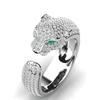 Sparkling Leopard Head Ring, Popular Unisex Open-end Rings