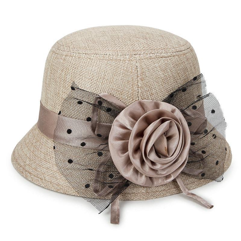 Elegante Cappello da Sole in Organza Traspirante da Donna, Stile Dea con Design Floreale e Pois, Protezione Solare Estiva per Esterno