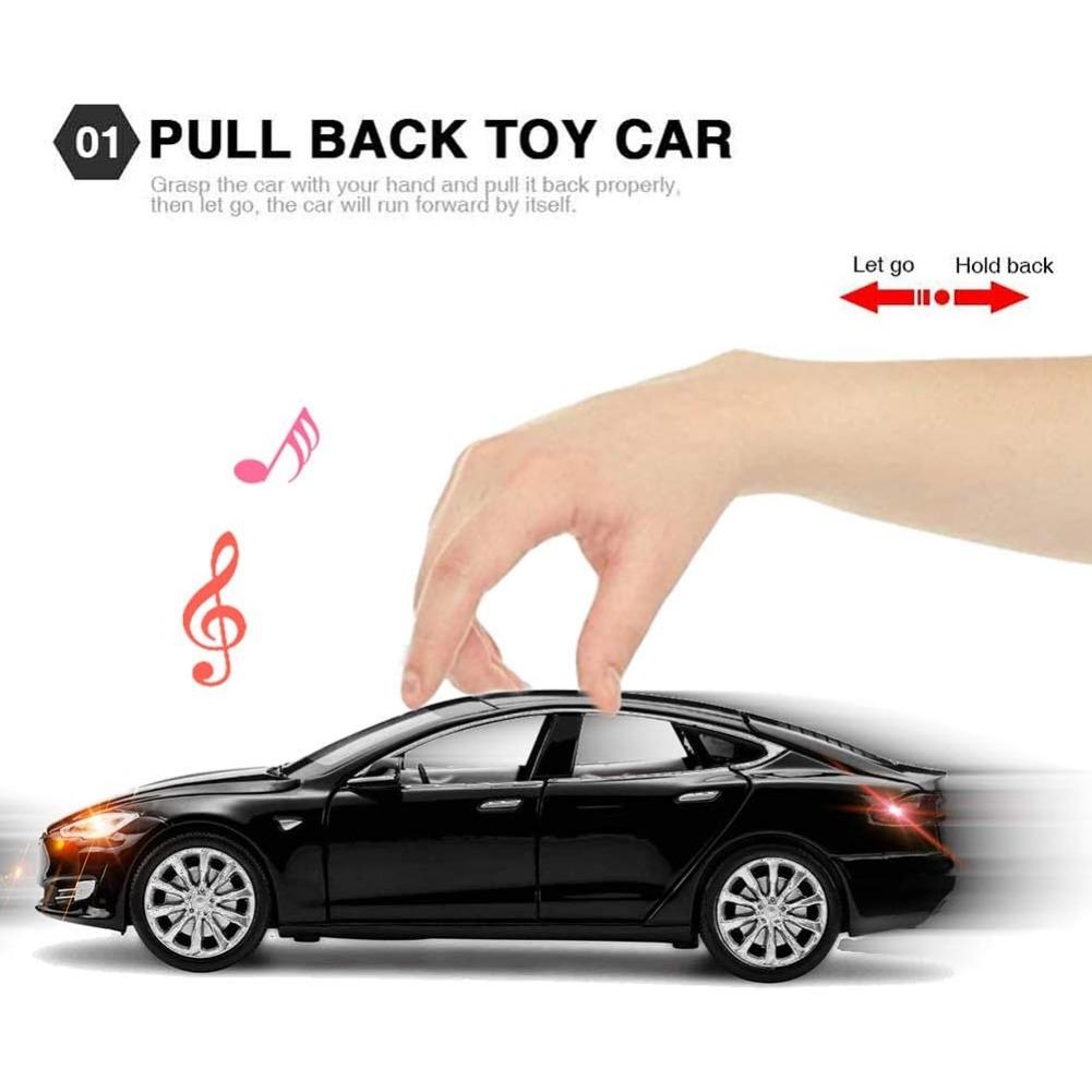 Auto giocattolo in scala 1/32 Tesla Model S Modello in lega Auto veicoli pull back Auto giocattoli per bambini piccoli
