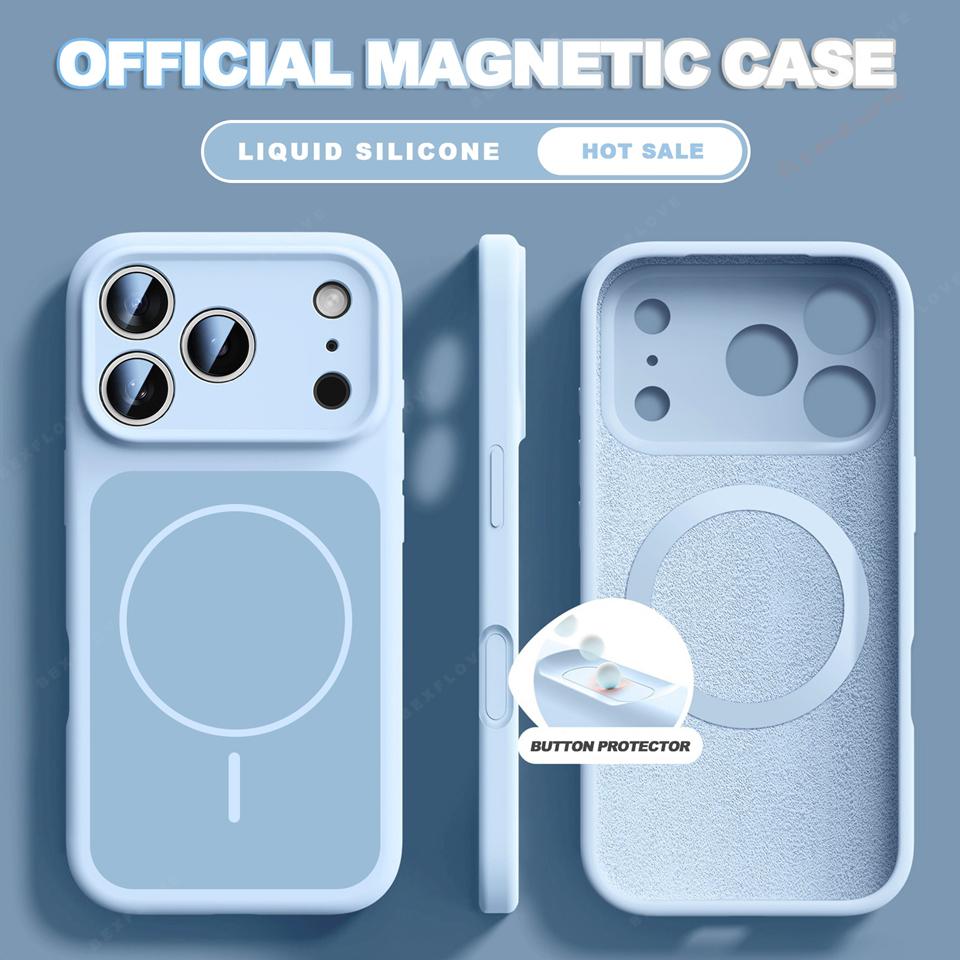 Neue Offizielle Flüssigsilikon Magnetische Handyhülle Für iPhone 17 Air 14 15 16 Plus 13 17 Pro Max Für Magsafe Stoßfest Weiche Abdeckung