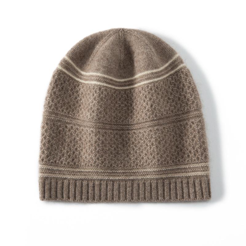 Autumn and Winter Soft Waxy Cashmere Hat Women's Casual Thickened Warm Knitted Foreign Style Bag Head Warm Hat Cold Hat Men