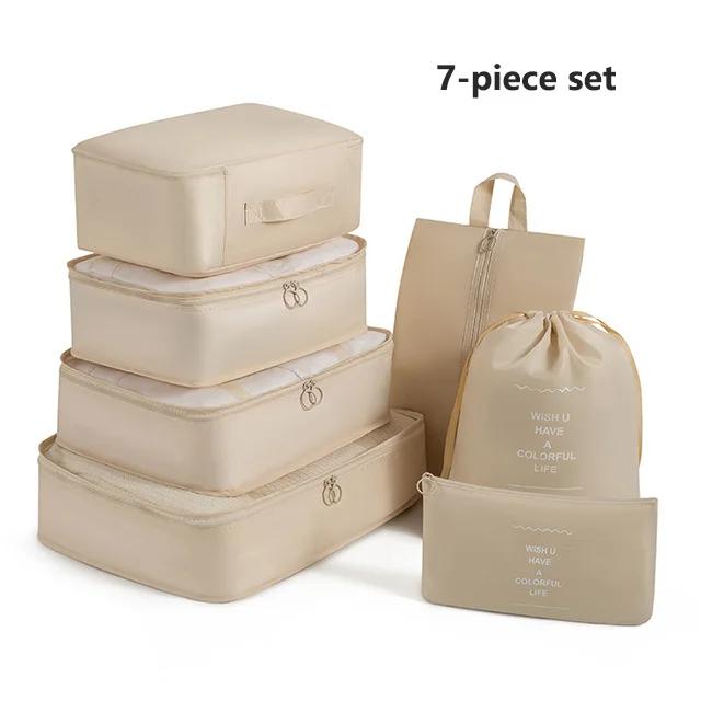7-8-9-piece Set Travel Bag Organizer Clothes Luggage Travel Organizer Blanket Shoes Organizers Bag Suitcase Pouch Packing Cubes