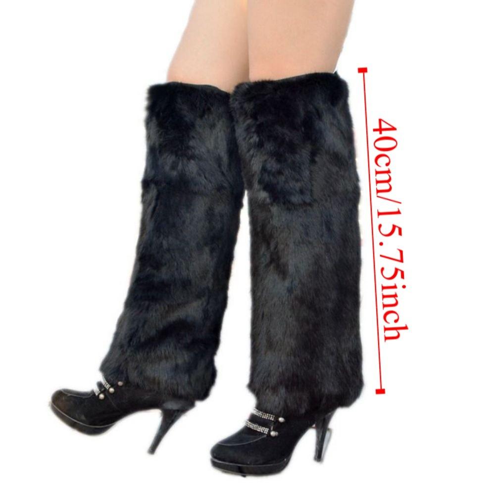 Soft Fluffy Faux Fur Leg Warmers Colorful Thick Knee High Boots Cover Comfortable Elastic Long Fuzzy Foot Covers Halloween Party